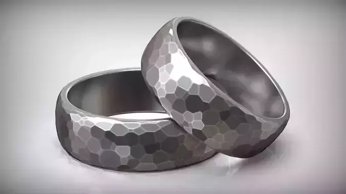Forged Hammered Wedding Rings 3D print model
