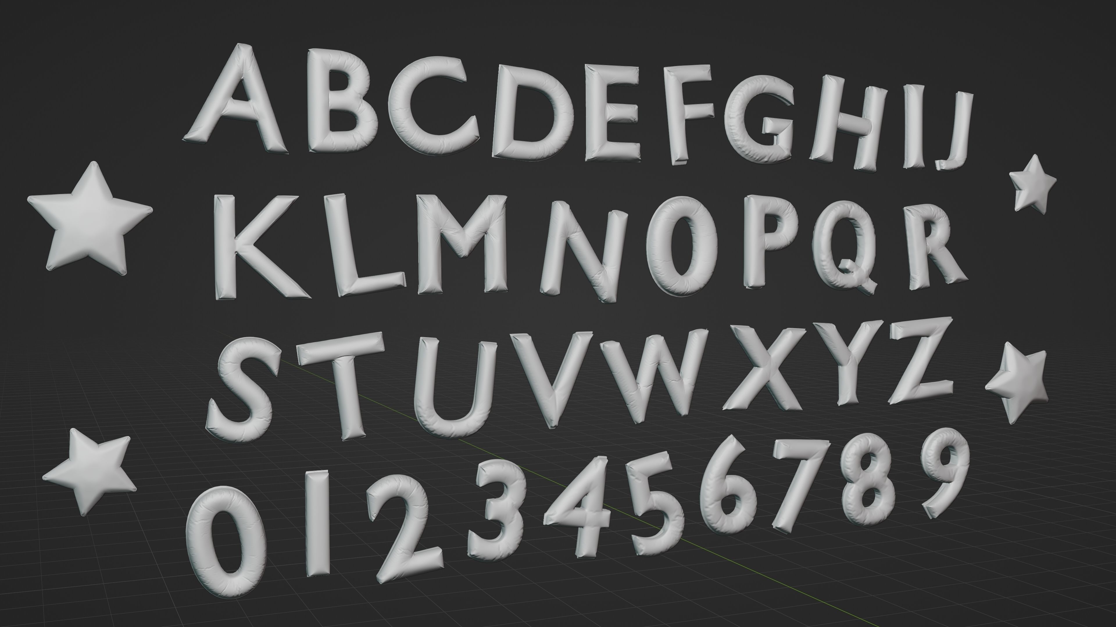 Balloon Text A-Z 0-9 3D model_6