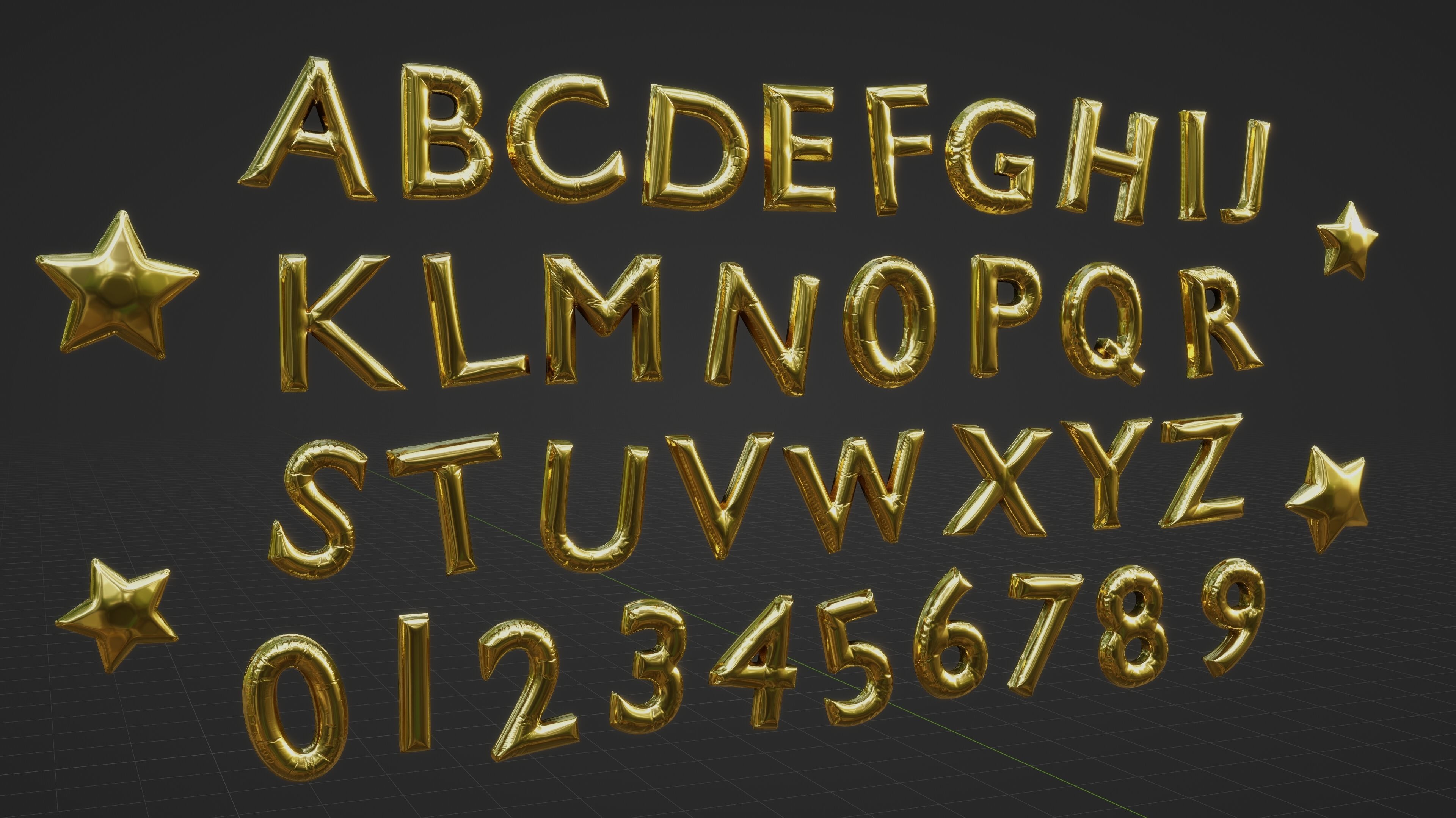Balloon Text A-Z 0-9 3D model_3