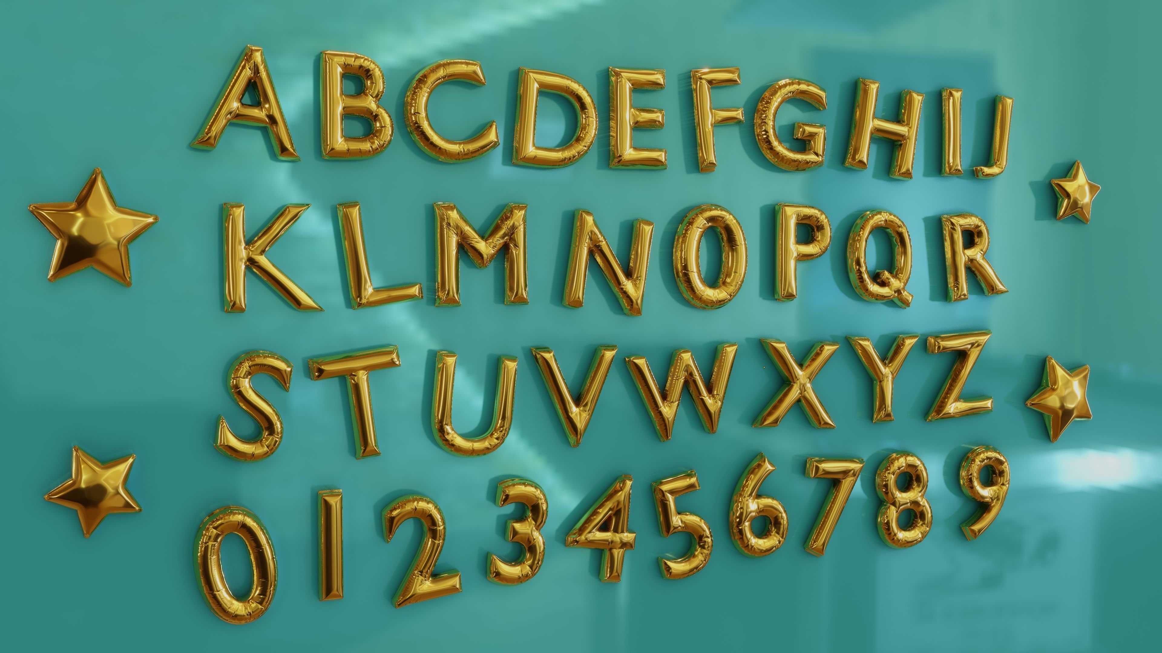 Balloon Text A-Z 0-9 3D model_5