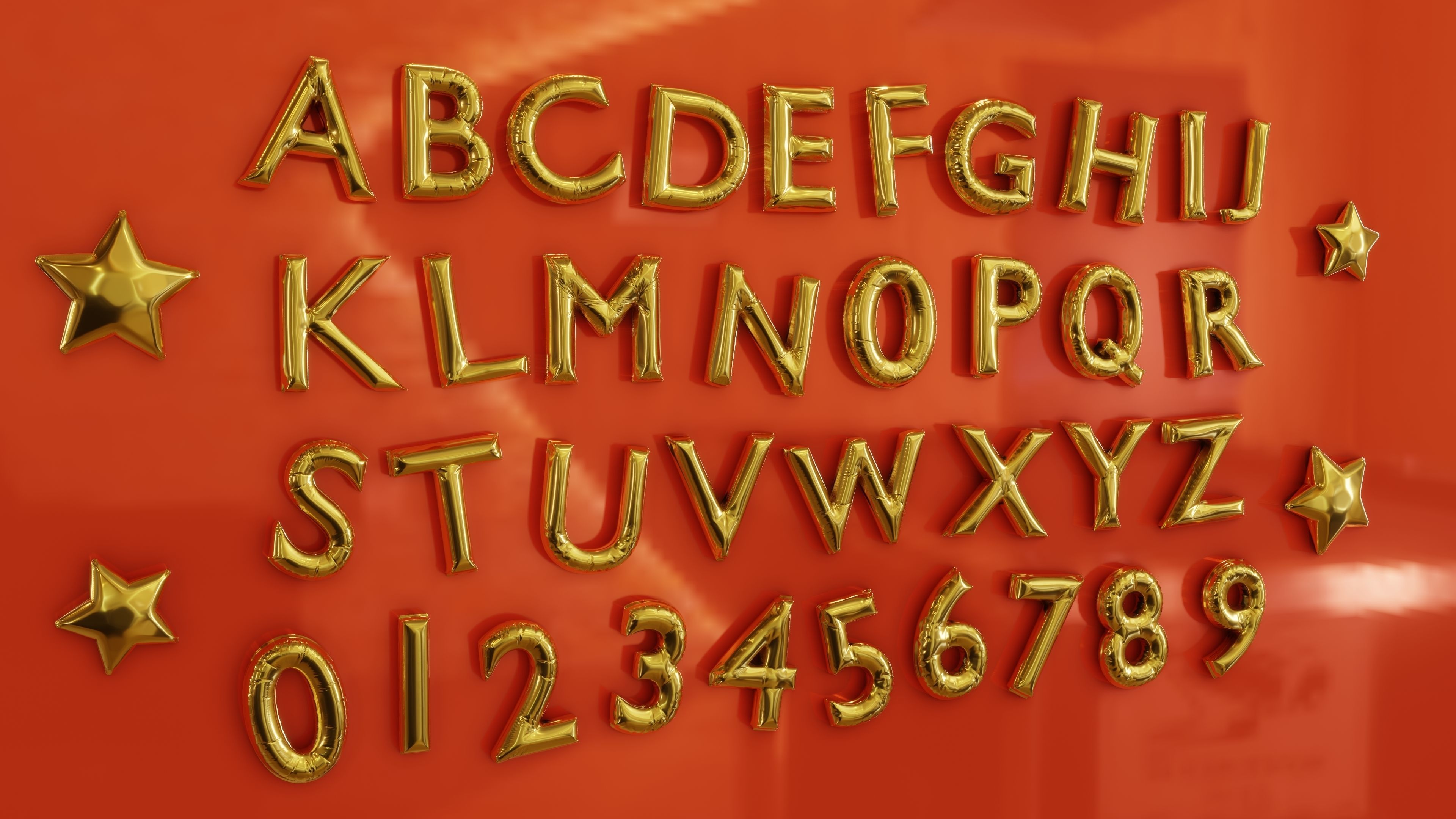 Balloon Text A-Z 0-9 3D model_4