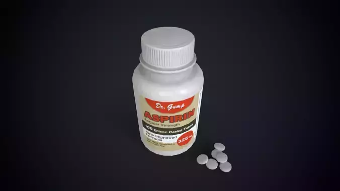 Medical pills Aspirin Low-poly 3D model