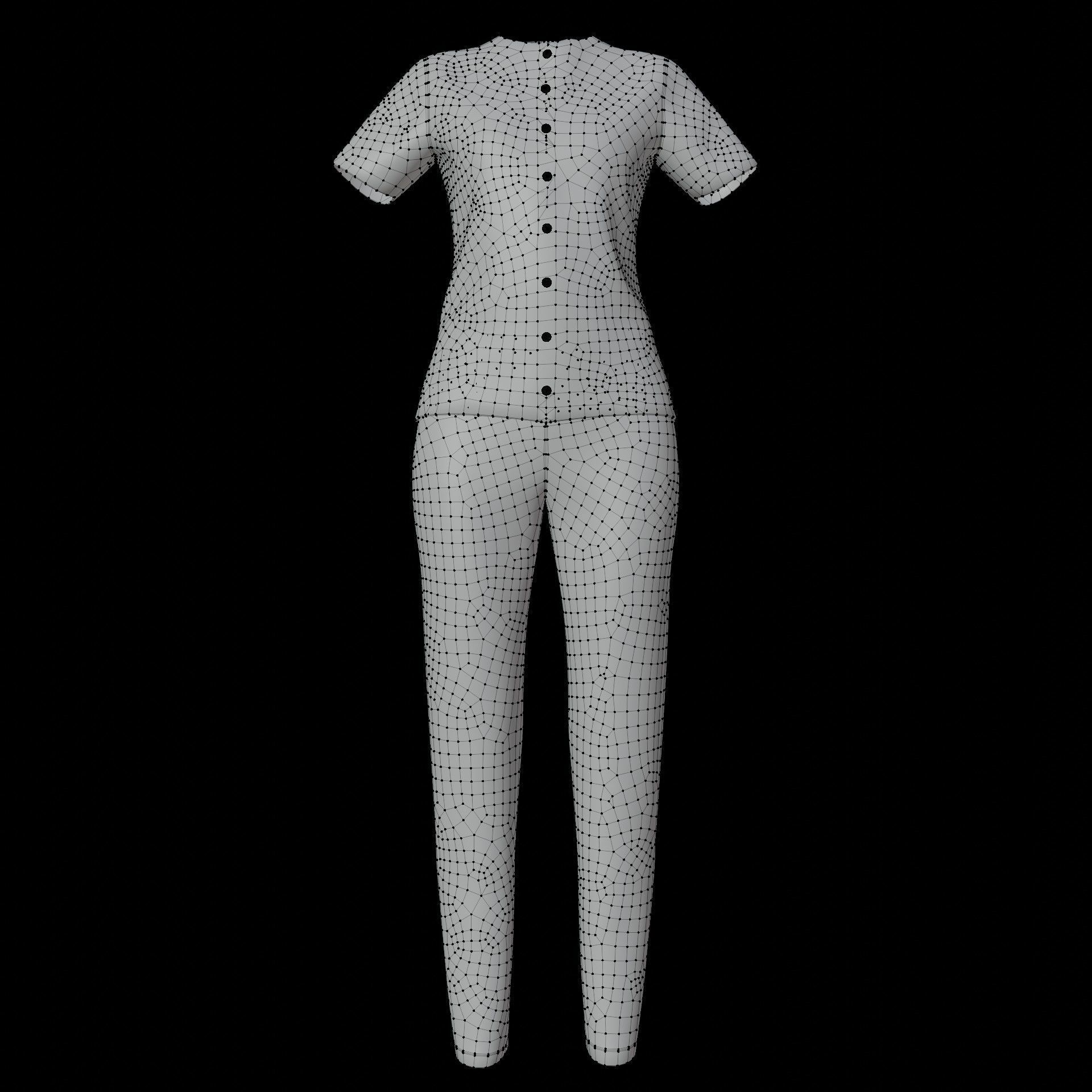 Female Nurse uniform - 3D Medical outfit Low-poly 3D model_40