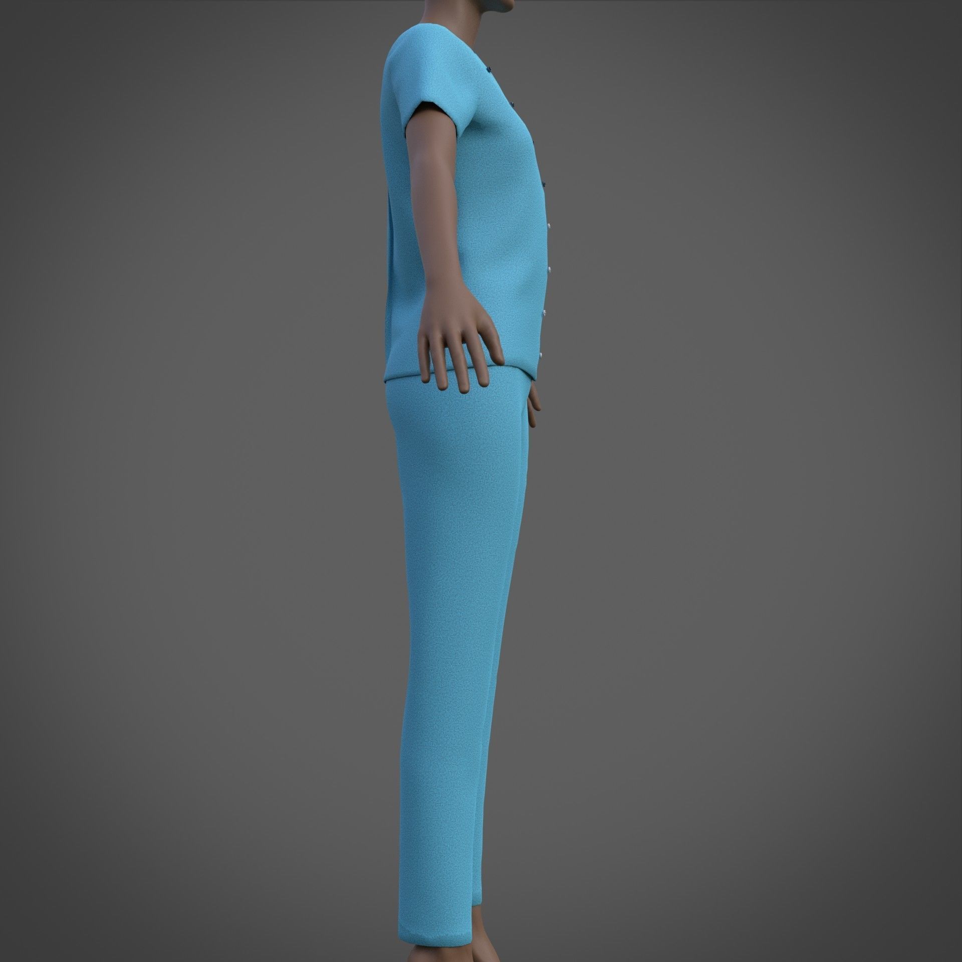 Female Nurse uniform - 3D Medical outfit Low-poly 3D model_12