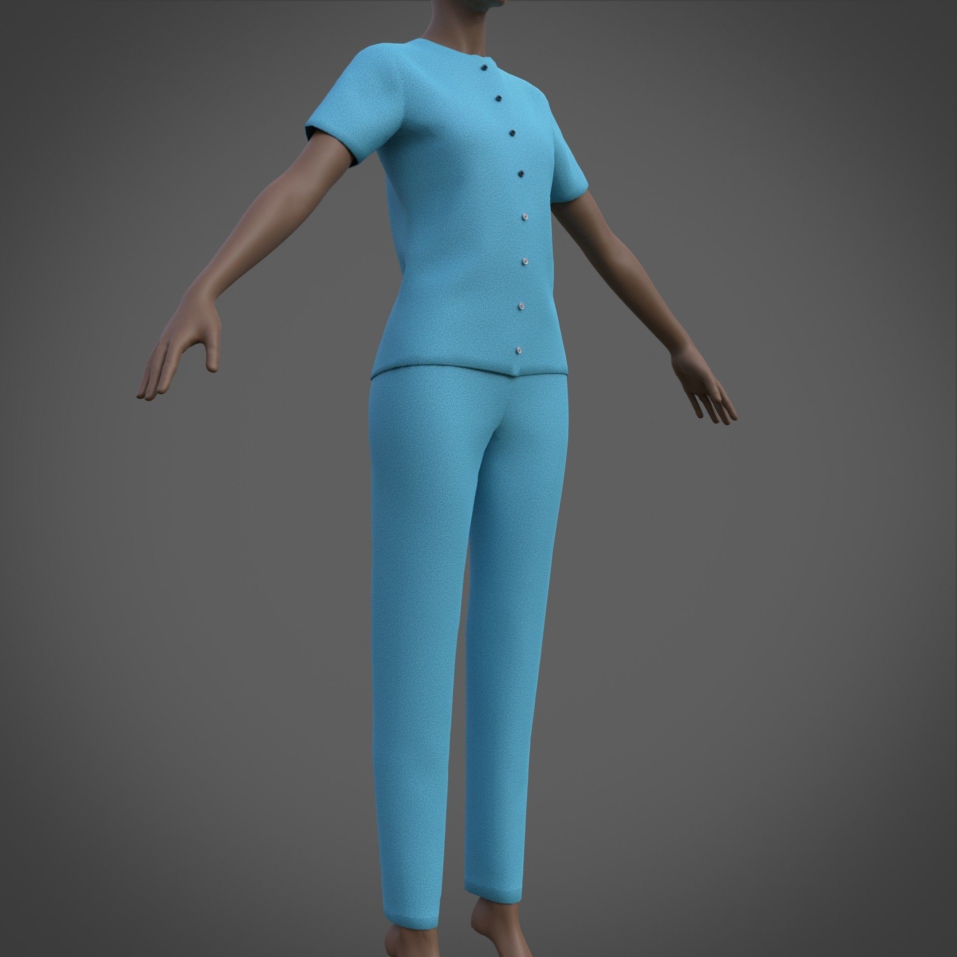 Female Nurse uniform - 3D Medical outfit Low-poly 3D model_8