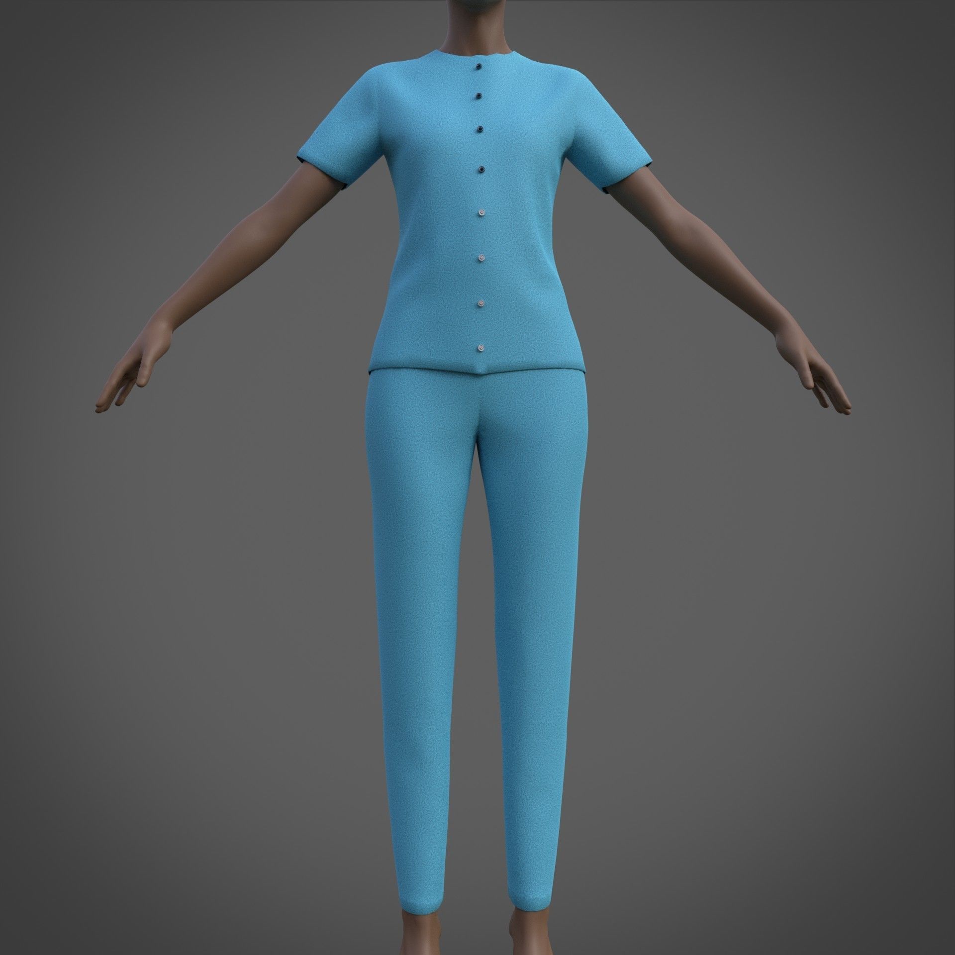 Female Nurse uniform - 3D Medical outfit Low-poly 3D model_2