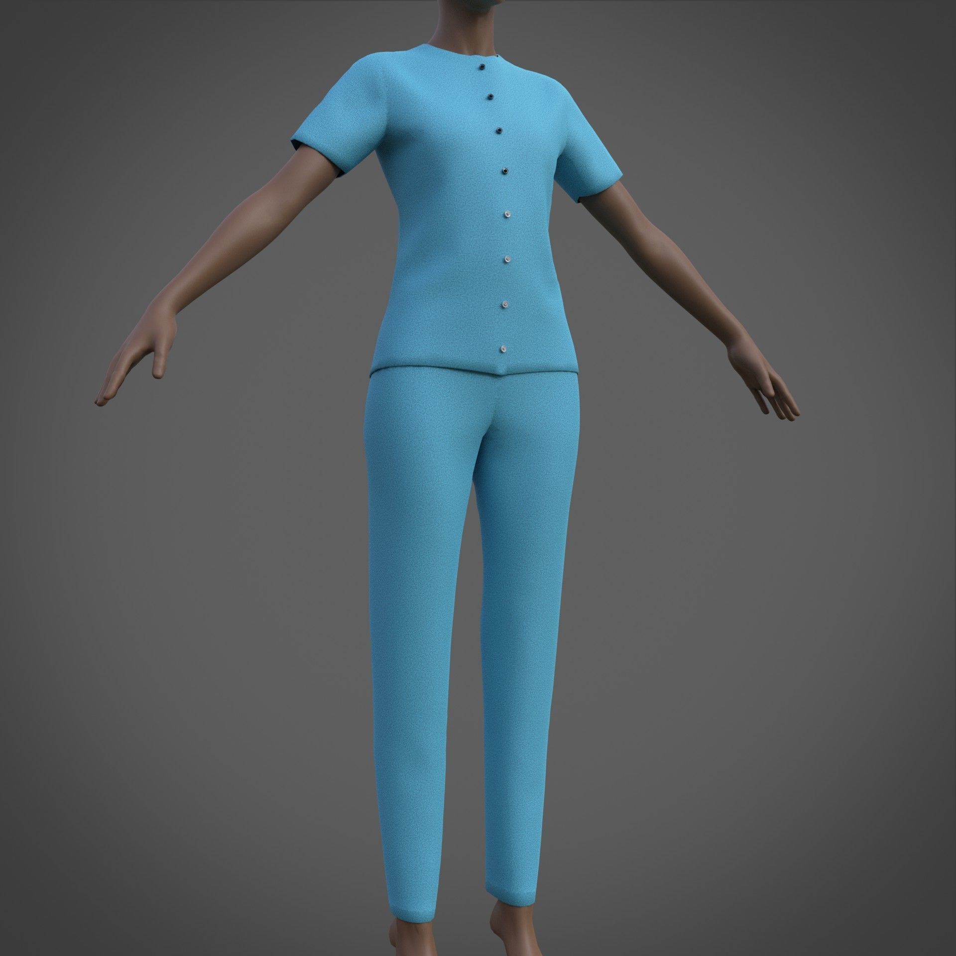Female Nurse uniform - 3D Medical outfit Low-poly 3D model_6