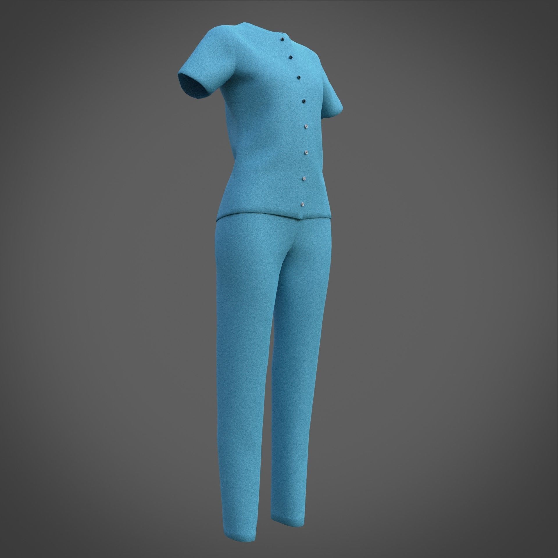 Female Nurse uniform - 3D Medical outfit Low-poly 3D model_9