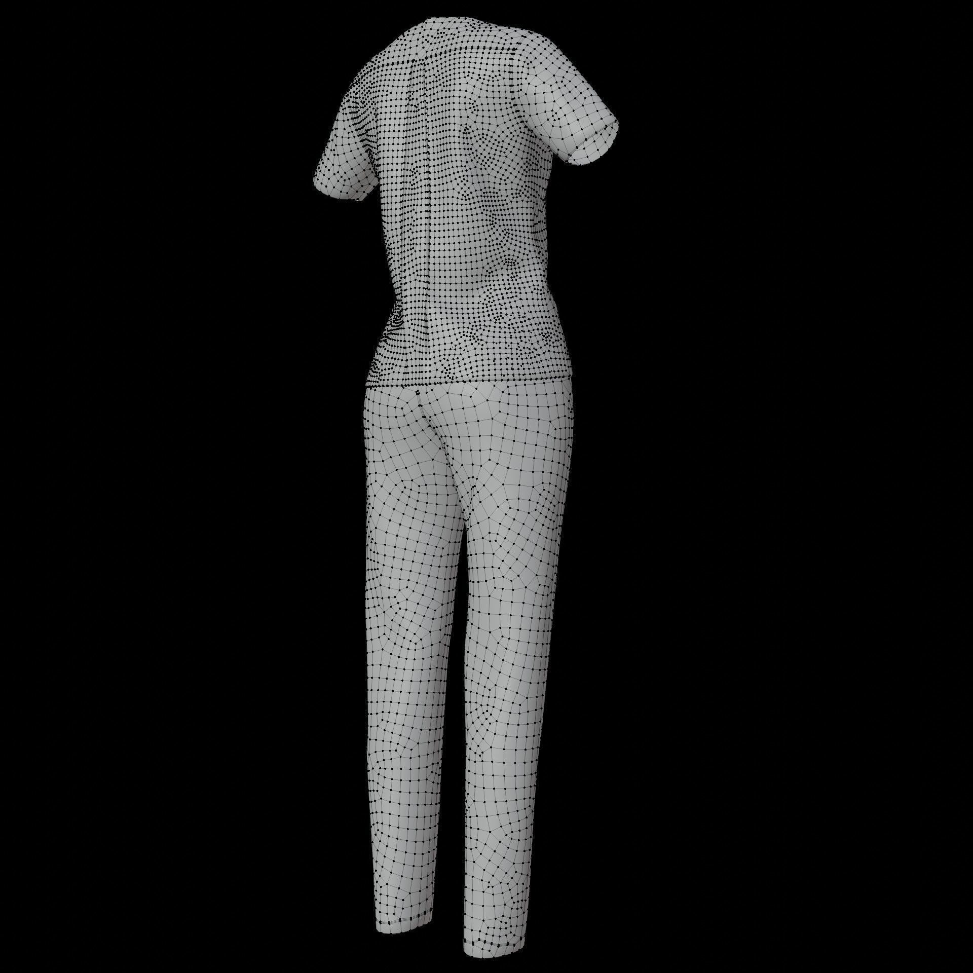 Female Nurse uniform - 3D Medical outfit Low-poly 3D model_44