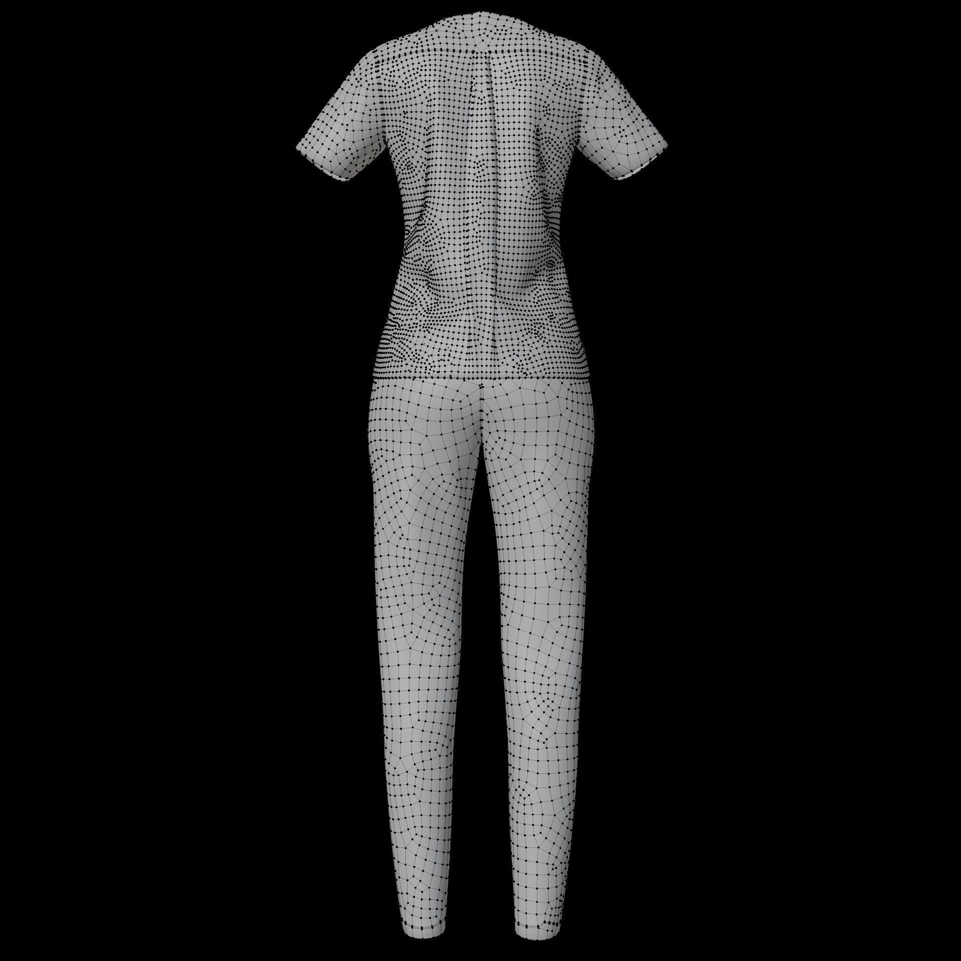 Female Nurse uniform - 3D Medical outfit Low-poly 3D model_42