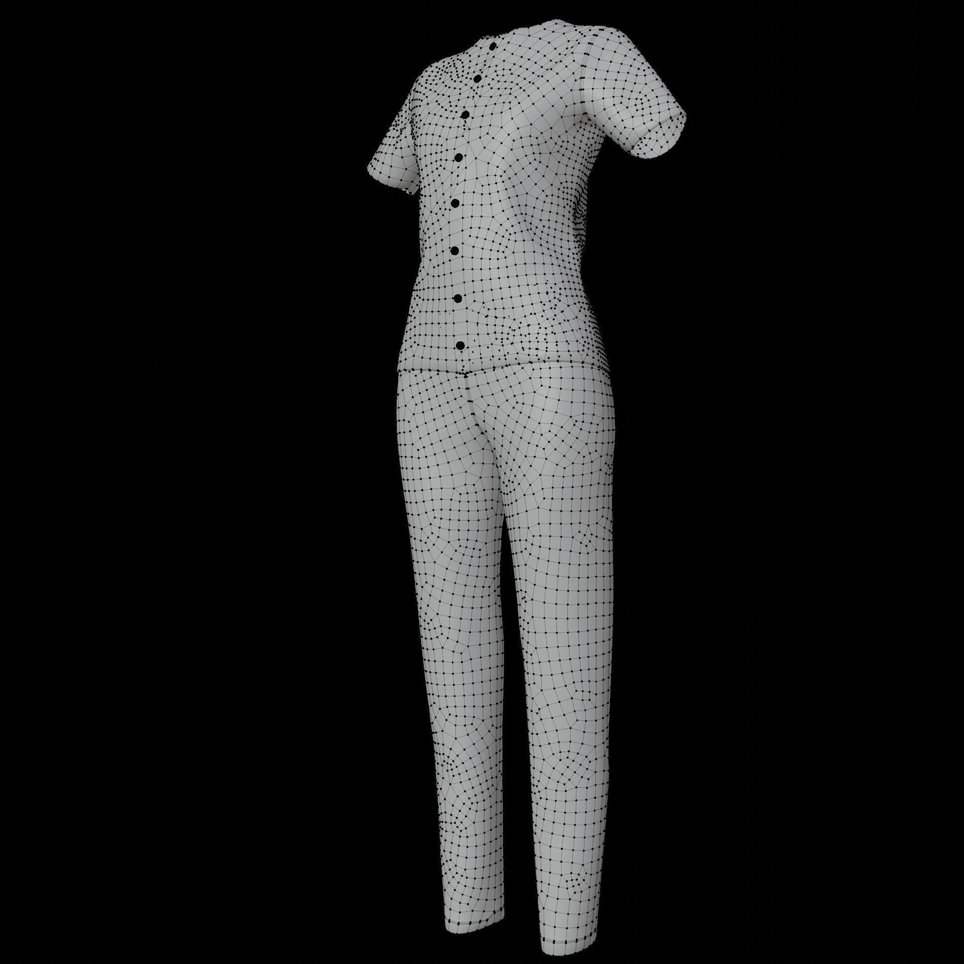 Female Nurse uniform - 3D Medical outfit Low-poly 3D model_46