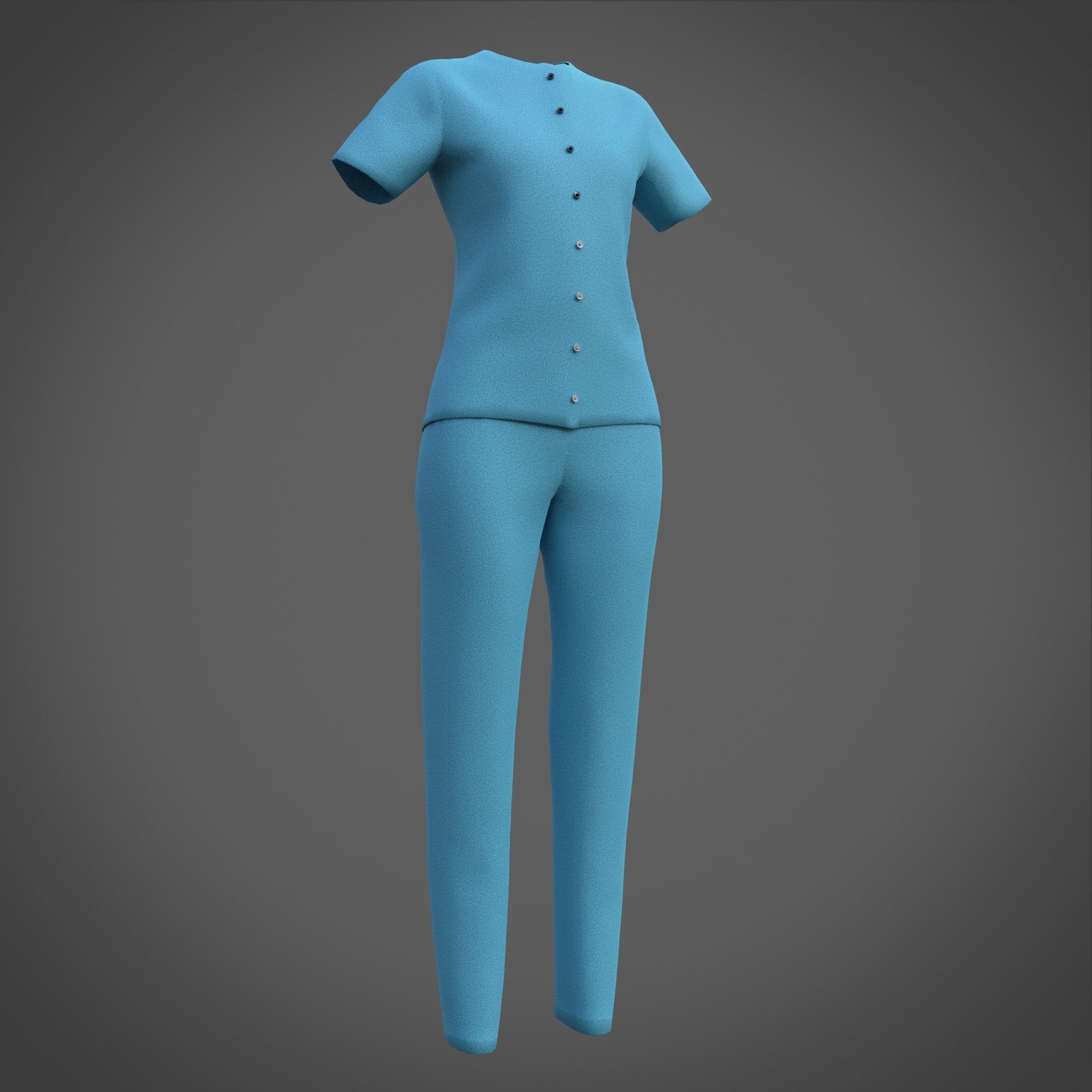 Female Nurse uniform - 3D Medical outfit Low-poly 3D model_7