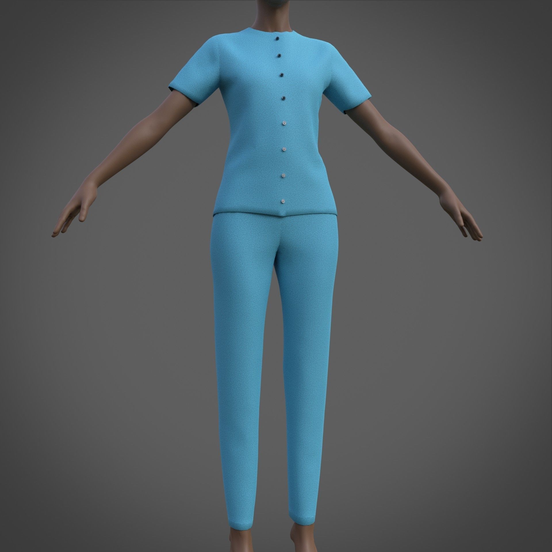 Female Nurse uniform - 3D Medical outfit Low-poly 3D model_4