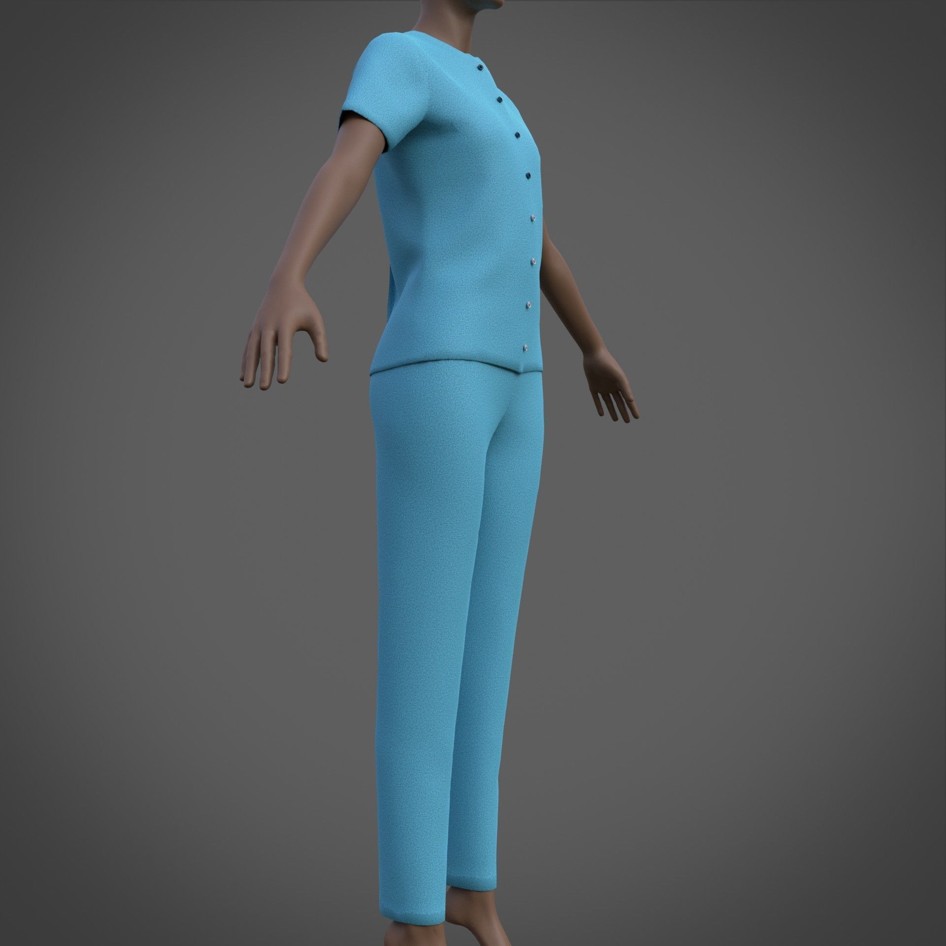Female Nurse uniform - 3D Medical outfit Low-poly 3D model_10