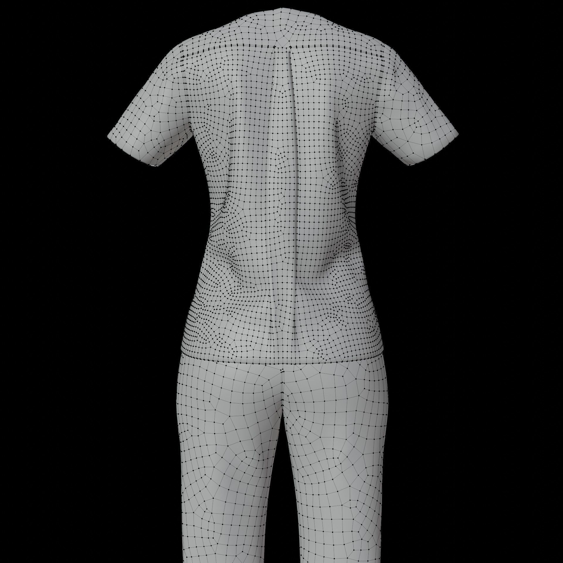 Female Nurse uniform - 3D Medical outfit Low-poly 3D model_39