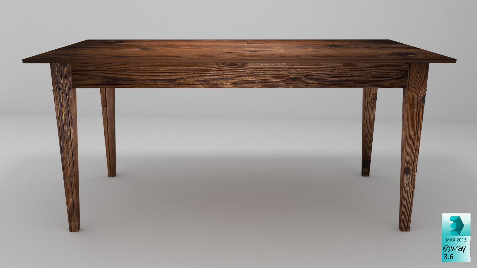 Classic wooden table Free low-poly 3D model_1