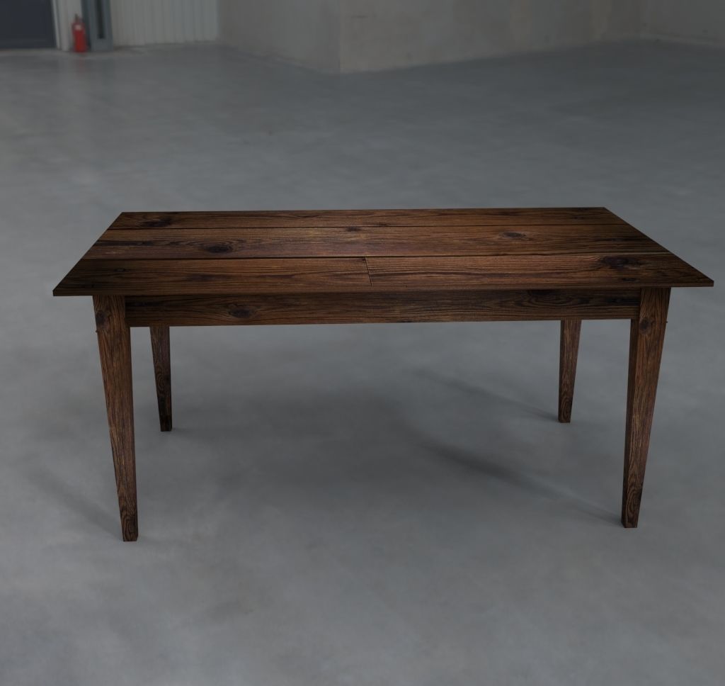 Classic wooden table Free low-poly 3D model_5