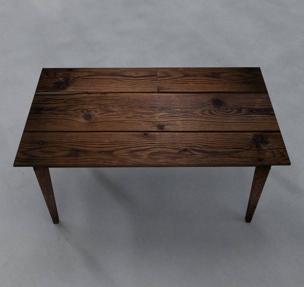 Classic wooden table Free low-poly 3D model_7