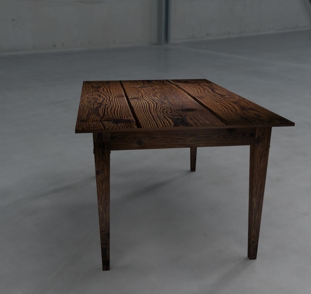 Classic wooden table Free low-poly 3D model_8