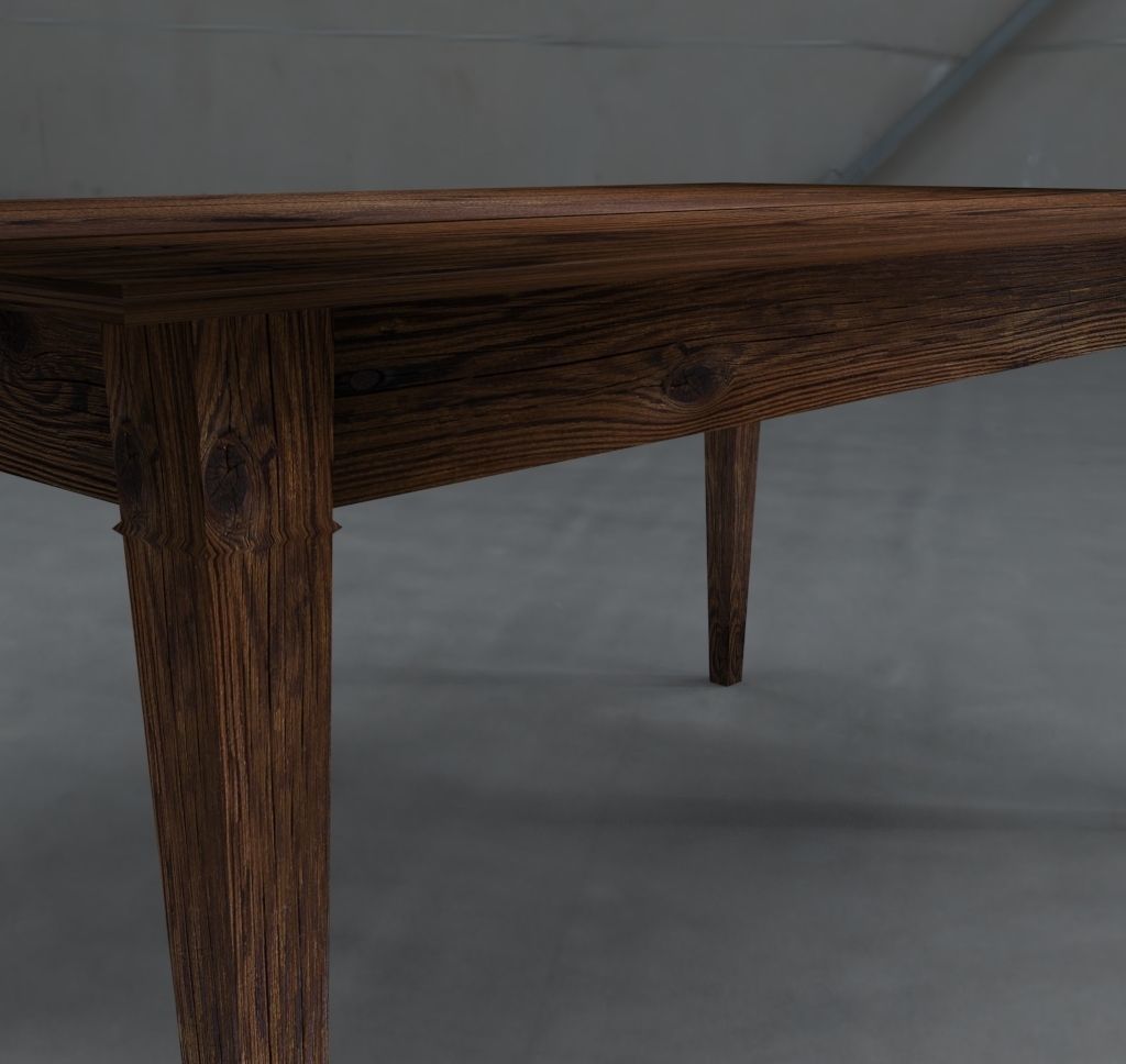 Classic wooden table Free low-poly 3D model_10