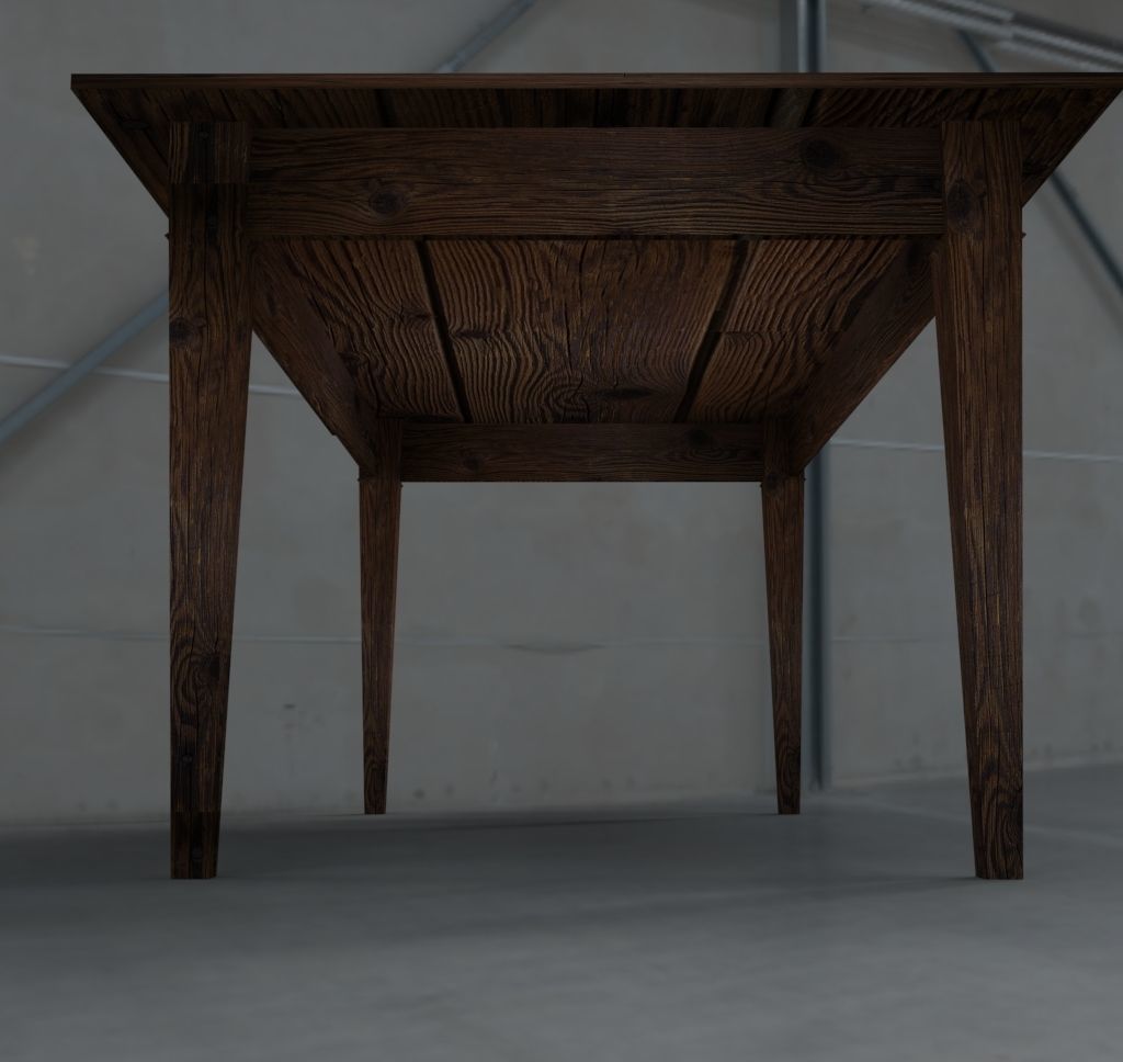 Classic wooden table Free low-poly 3D model_9