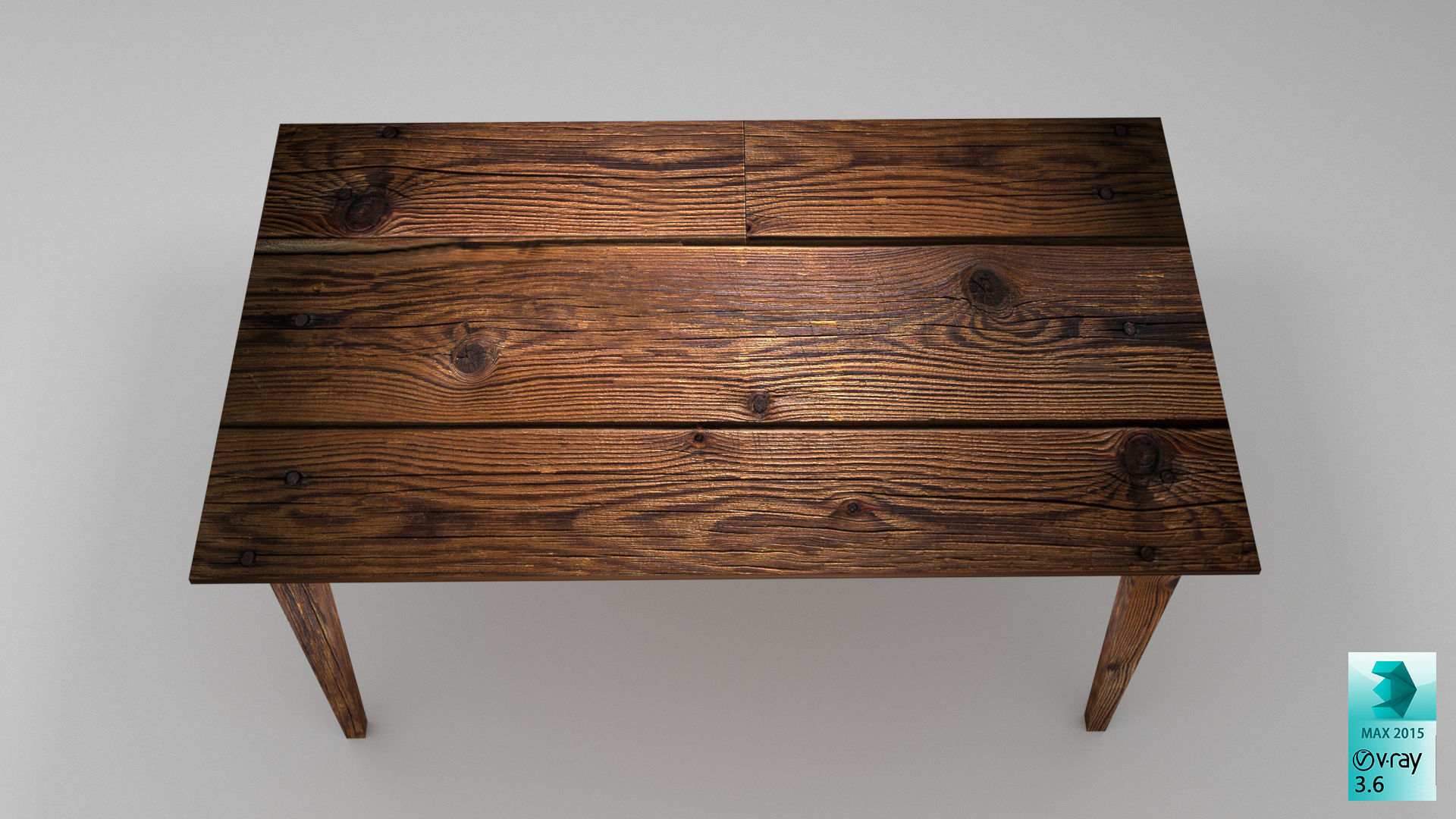 Classic wooden table Free low-poly 3D model_4