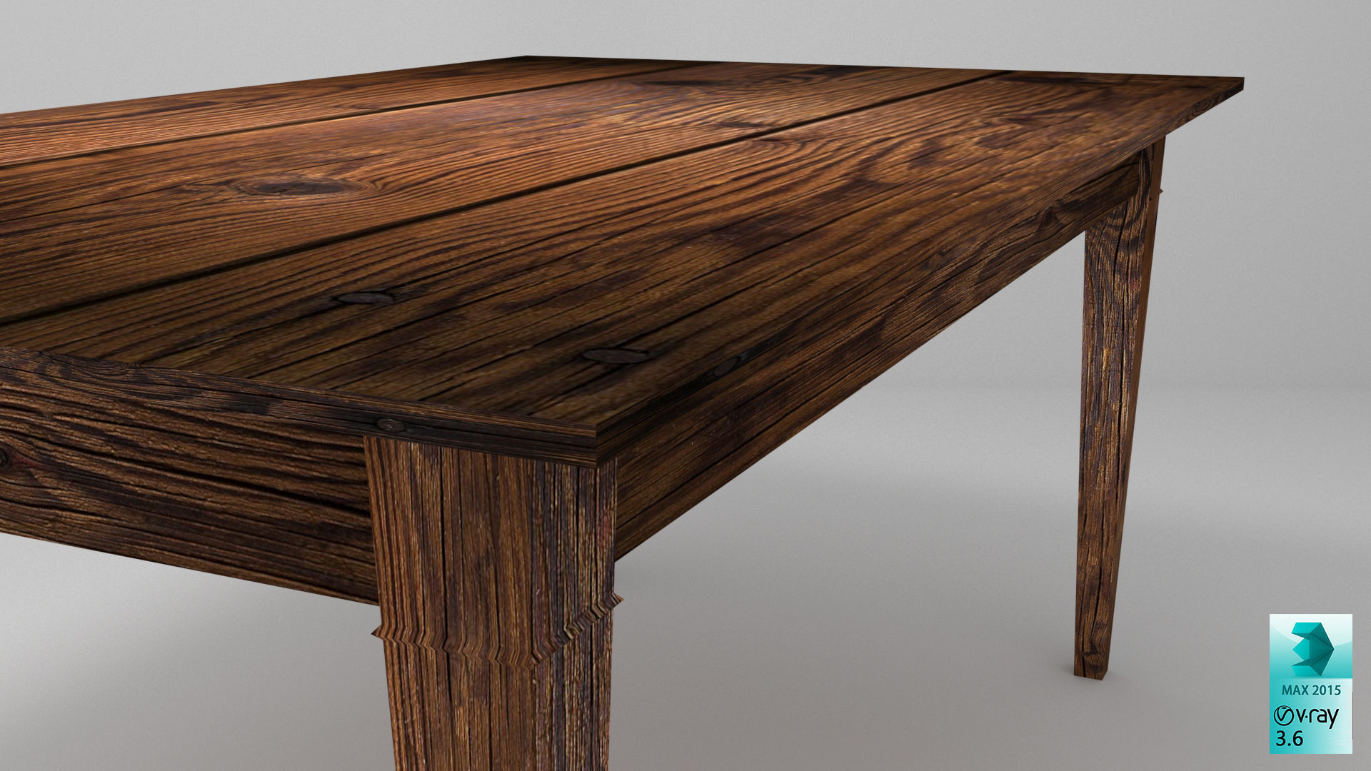 Classic wooden table Free low-poly 3D model_3