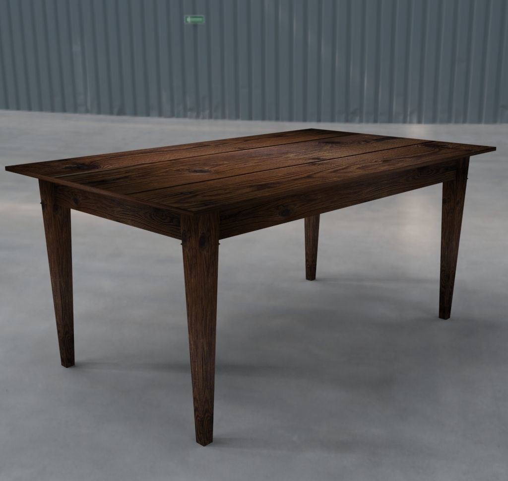 Classic wooden table Free low-poly 3D model_6
