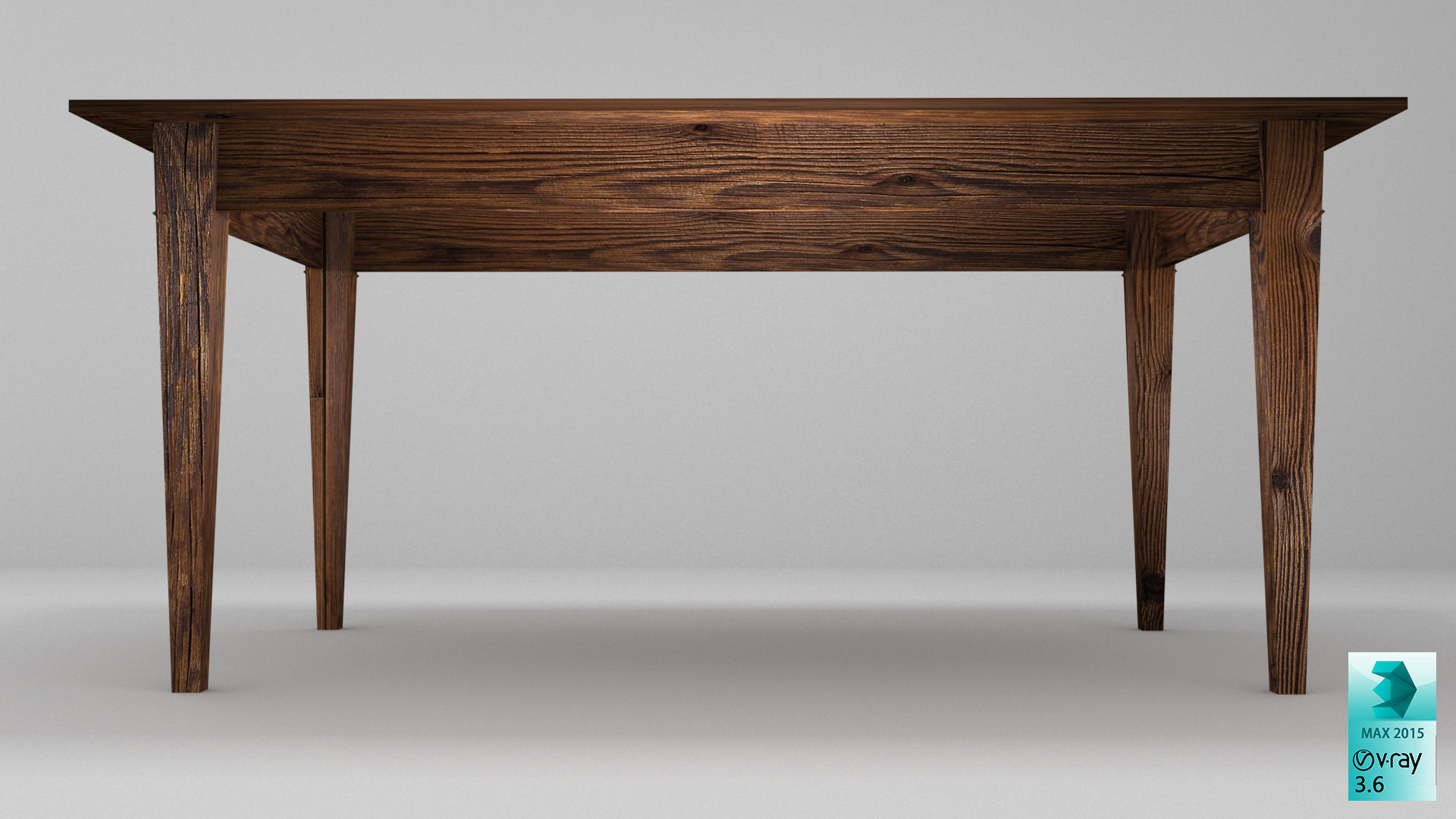 Classic wooden table Free low-poly 3D model_2