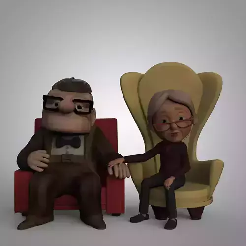 The old Ellie and Carl sit together - Topcake for wedding  3D print model