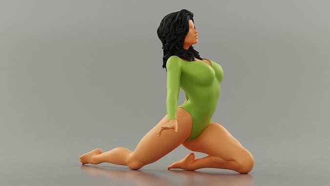 Young Girl Doing Yoga Pose 3D print model