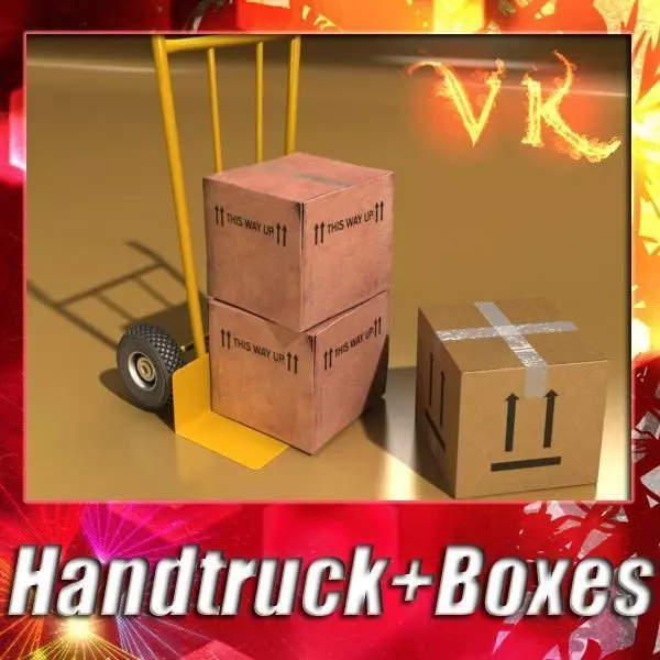 Hand Truck boxes 3D model