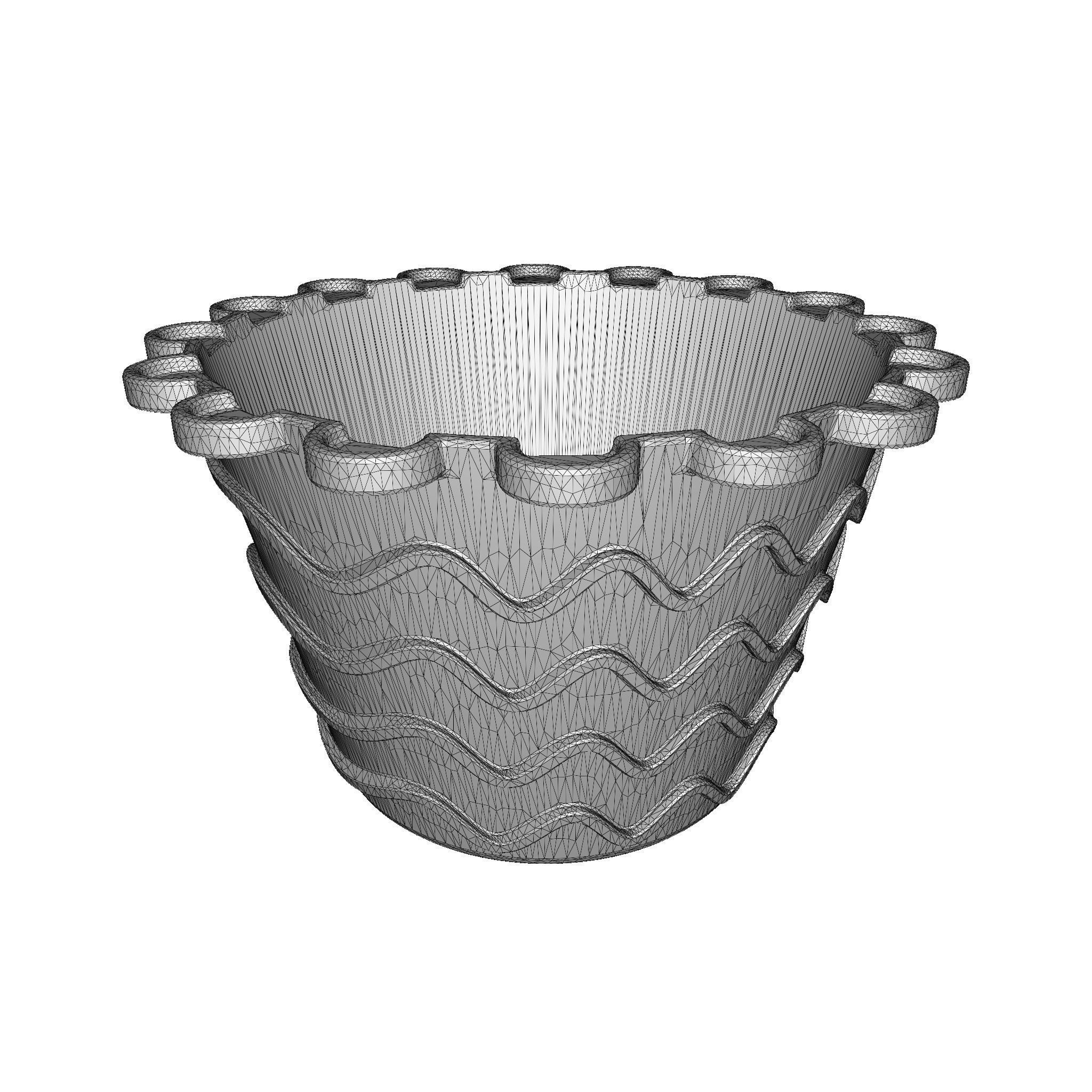 Classic Flower Pot Low-poly 3D model_2