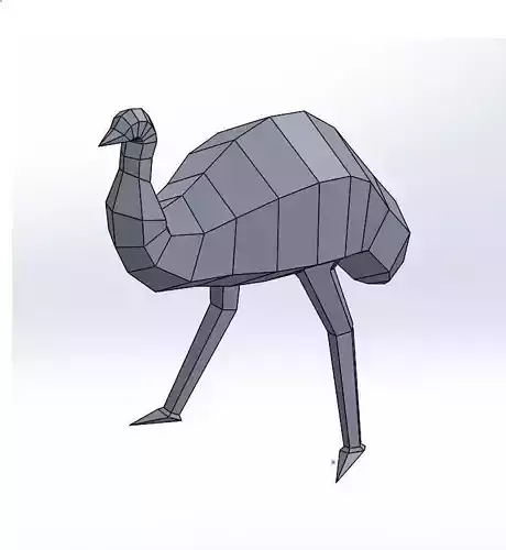Emu Low Poly ostrich made from polygons