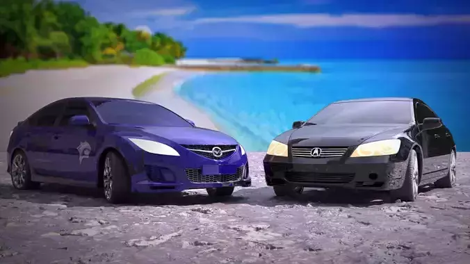 Mazda and Acura Car 3D Model Free low-poly 3D model