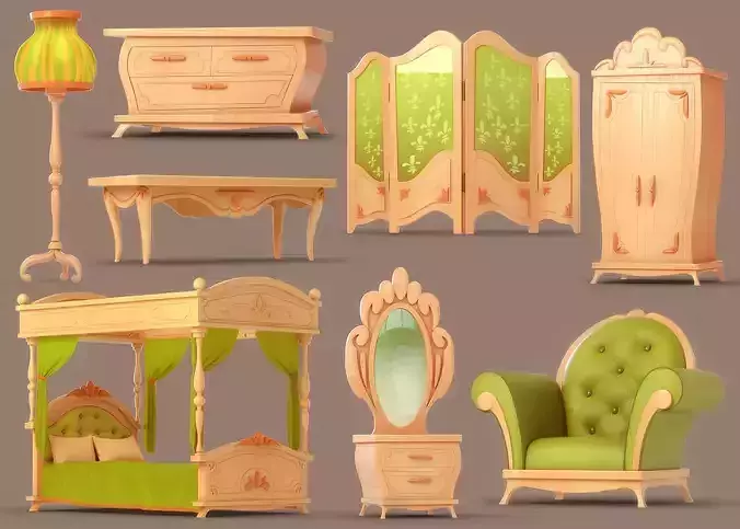 Cartoon Furniture Collection 3D model