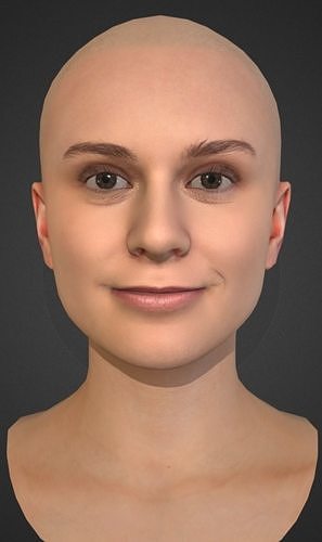  Woman Head 2 rigged Low-poly 3D model