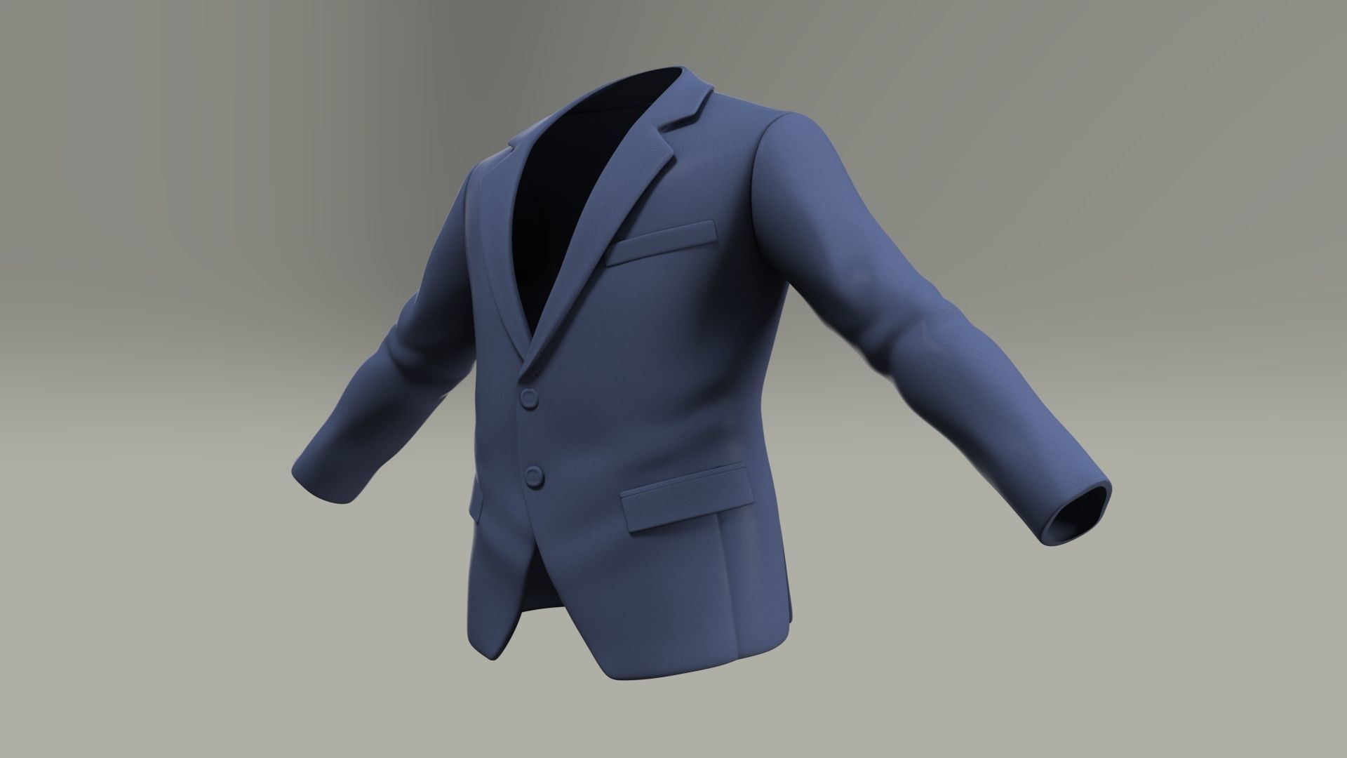 Casual Suit Blue Color 3D Model 3D model_3