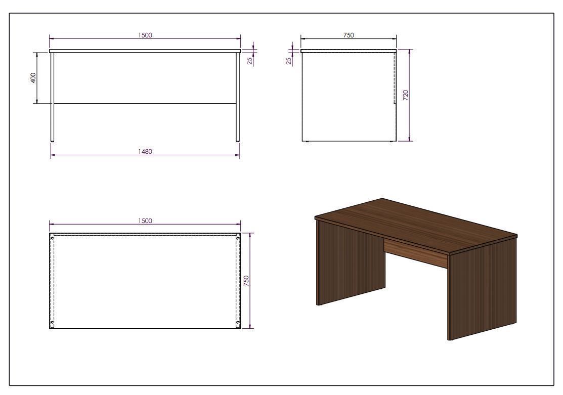 Desk and Mobile Pedestal V1 3D model_6