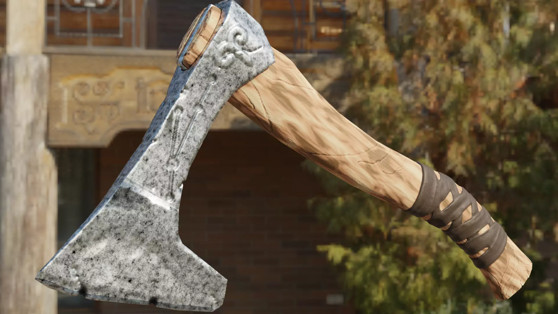 Aries axe Lou-Poli ready to play Low-poly 3D model_0