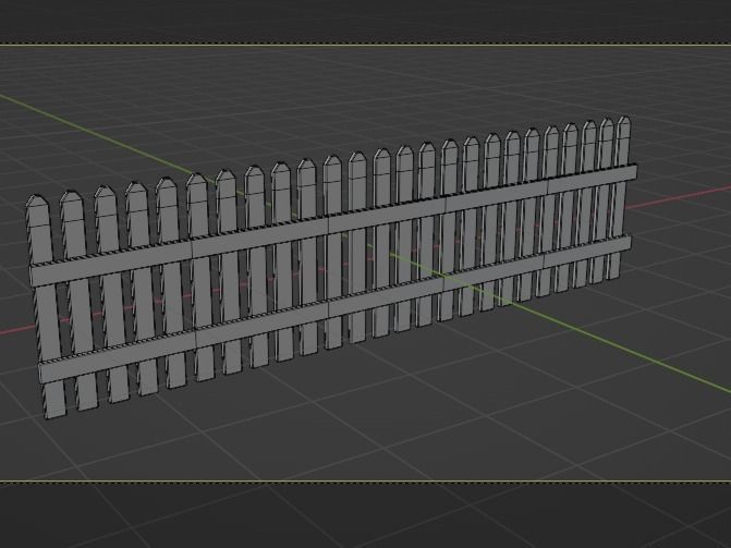 Wooden Farm Picket Fence 3D model_3