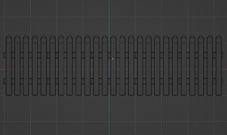  Wooden Farm Picket Fence 3D model_2