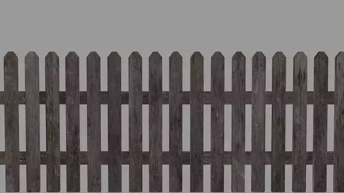  Wooden Farm Picket Fence 3D model