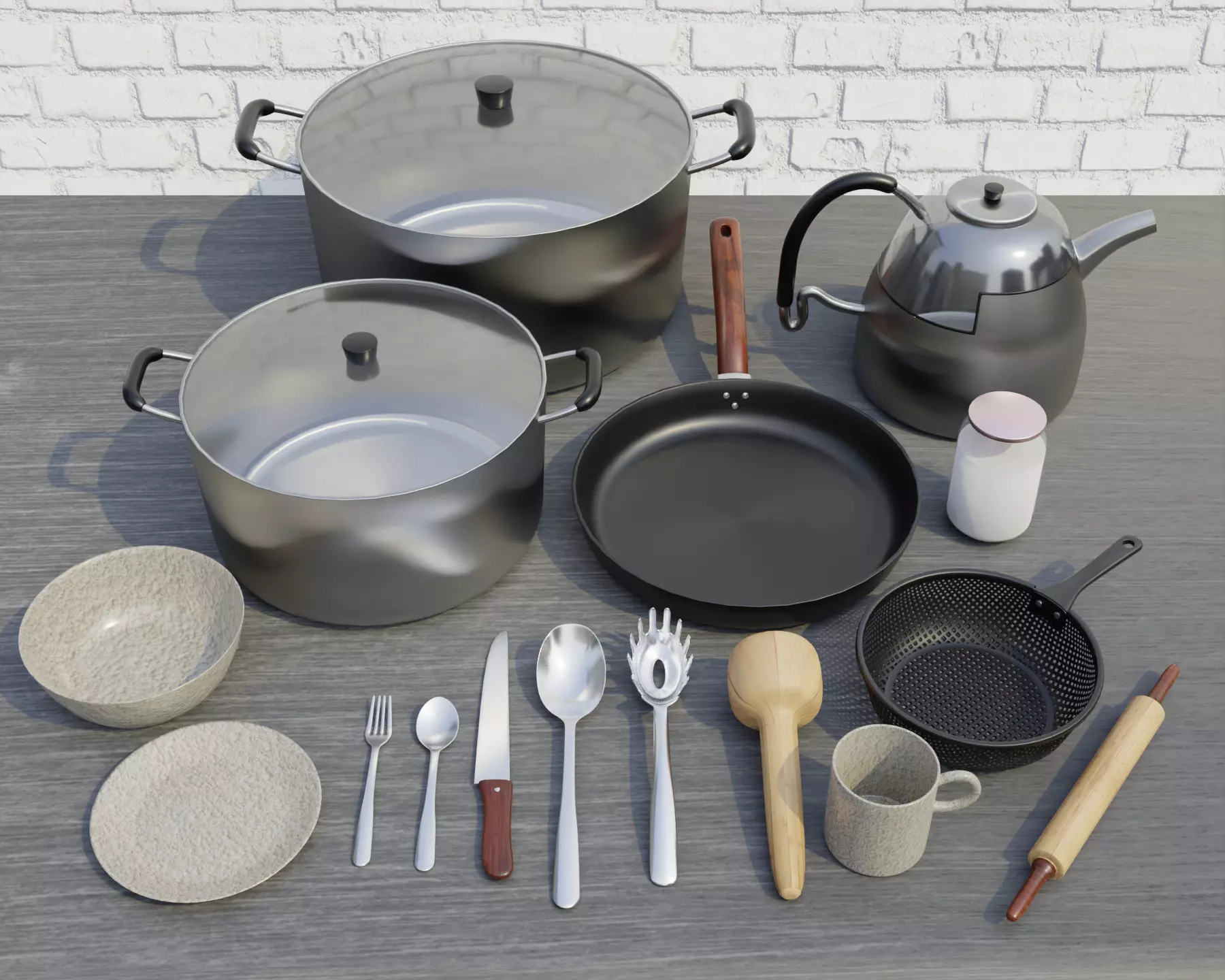 Everyday Kitchen Utensils Low-poly 3D model_0