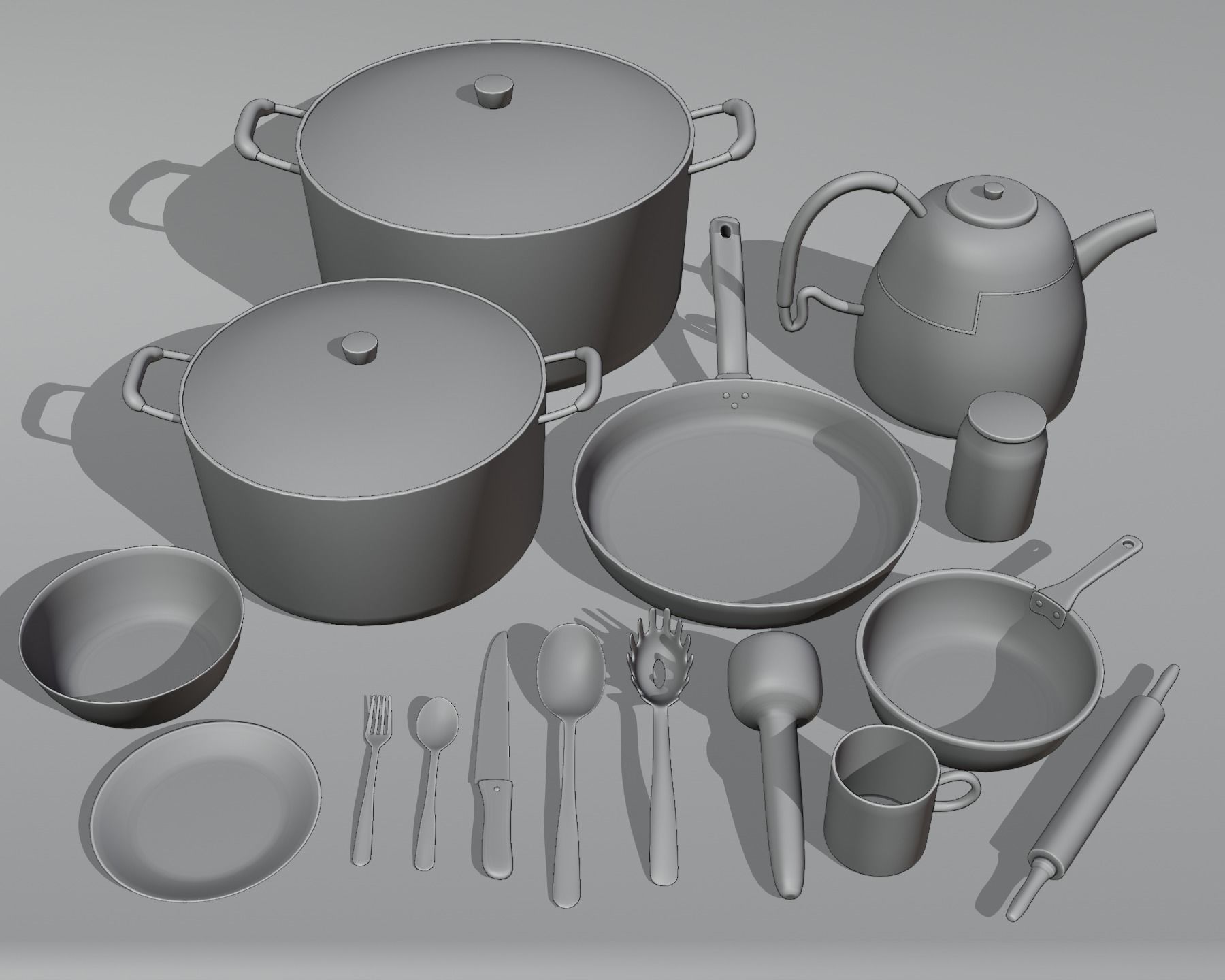 Everyday Kitchen Utensils Low-poly 3D model_2