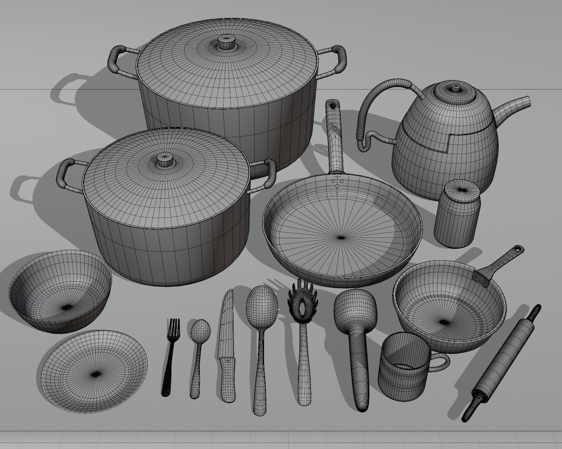 Everyday Kitchen Utensils Low-poly 3D model_3