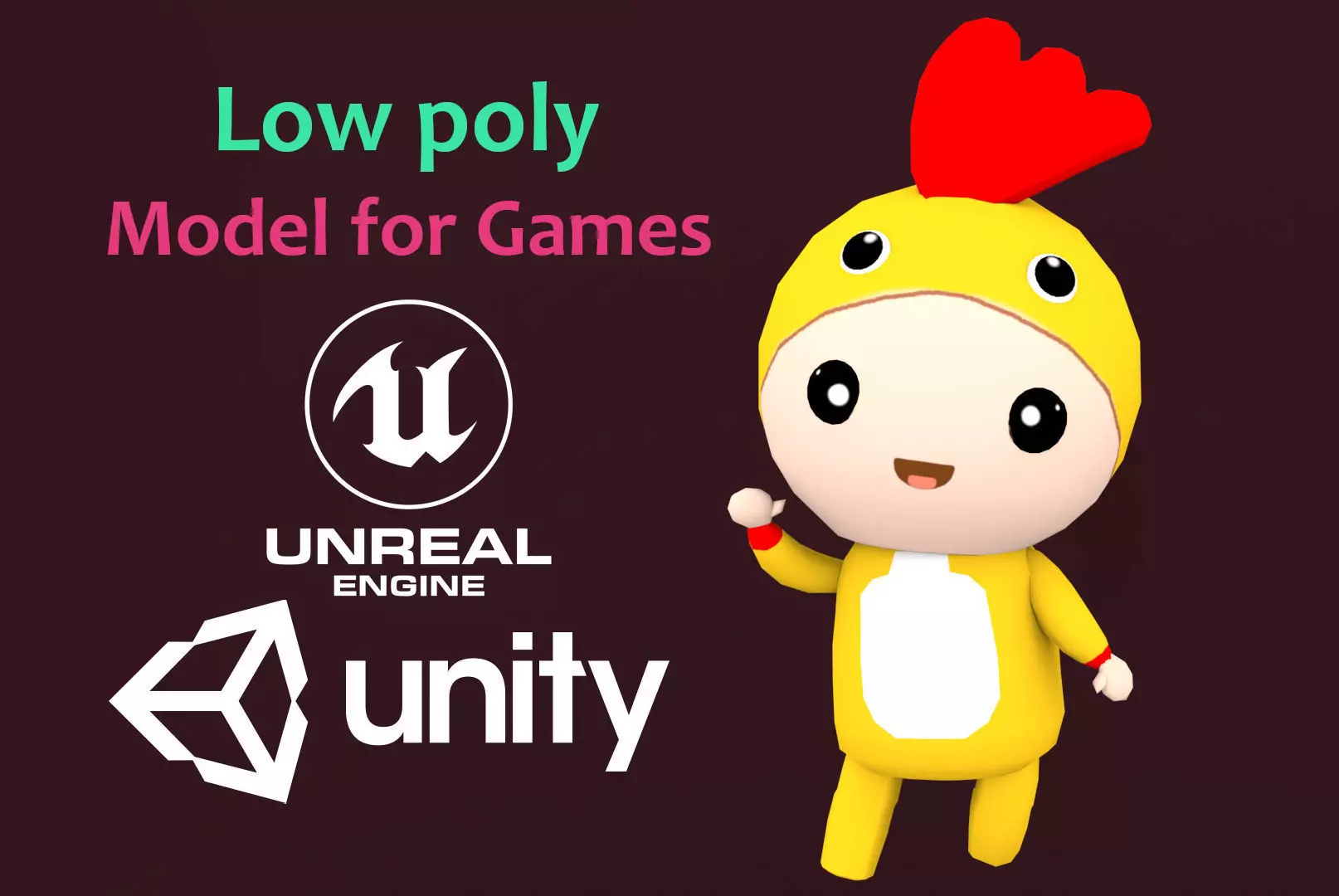 Chibi Chicken Animated For Games Free low-poly 3D model