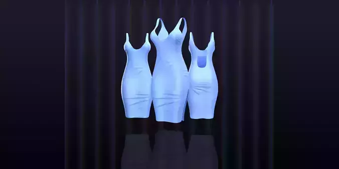 Tight long dress Low-poly 3D model