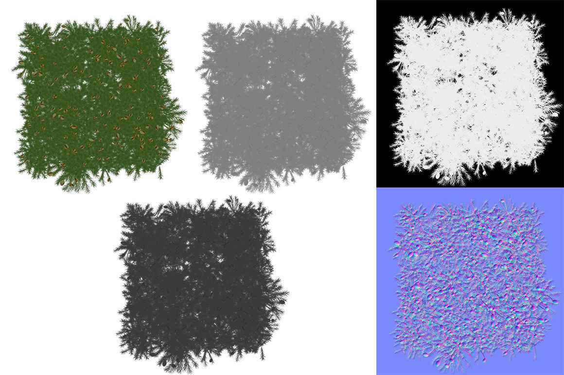 Polytrichum commune BRANCH Low-poly 3D model_10