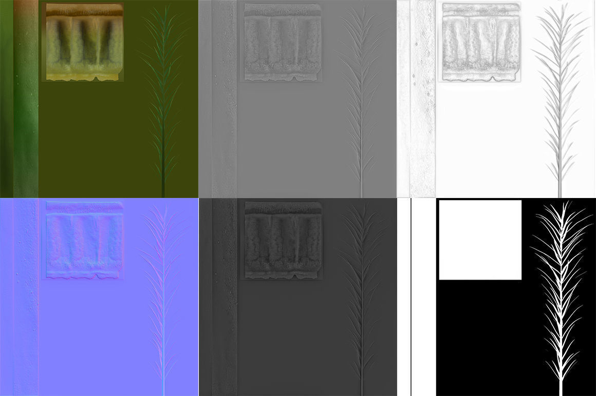 Polytrichum commune BRANCH Low-poly 3D model_8